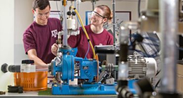 students with engineering equipment