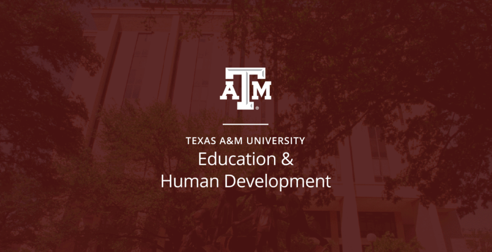 Texas A&M University School of Education and Human Development logo on maroon background