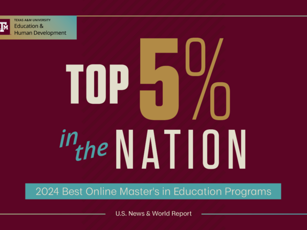 Graphic with text of SEHD being Top 5 percent in the nation in US News and World Report's latest online graduate program rankings.