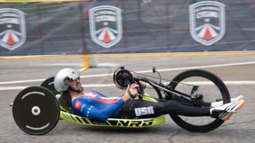 Athlete competing in a U.S. Paracycling event in Huntsville, Alabama.