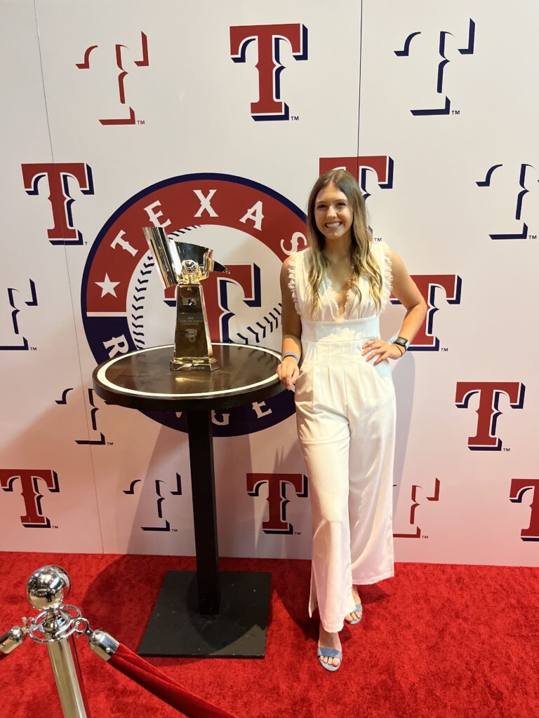 Paige Zizka '24 during her internship with the Texas Rangers.